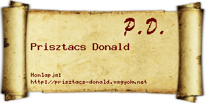 Prisztacs Donald névjegykártya